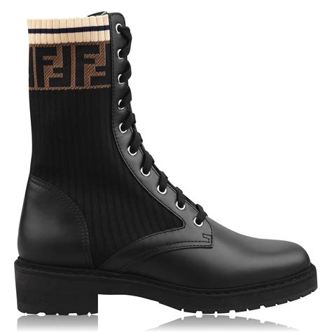 fendi women's rockoko knit leather combat boots|fendi rockoko green boots.